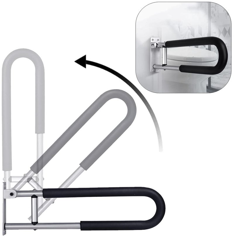 Tuntrol 236 inch Foldable Handrail Grab Bars Wall Mounted Toilet Safety Support for Handicap Elderly Seniors Disabled Shower Bathroom Accessories